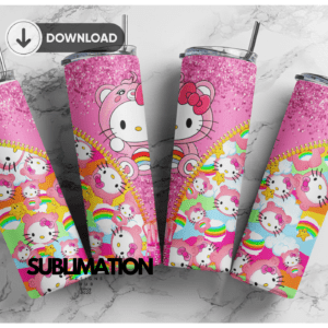 Hello Kitty care bear 20oz Skinny tumbler wrap| Digital File | 20z skinny tumbler | Sublimation Design