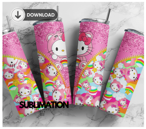 Hello Kitty care bear 20oz Skinny tumbler wrap| Digital File | 20z skinny tumbler | Sublimation Design