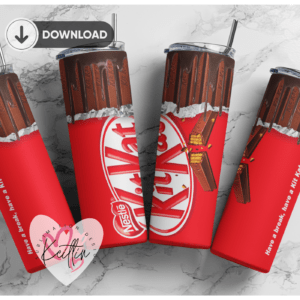 20oz Skinny tumbler wrap | Kitkat BAR WRAP 20 oz skinny Tumbler wrap | Chocolate | Digital File | Sublimation Design |PNG