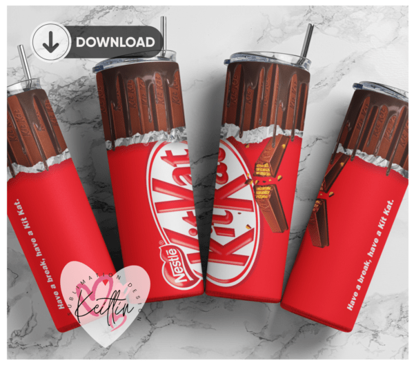 20oz Skinny tumbler wrap | Kitkat BAR WRAP 20 oz skinny Tumbler wrap | Chocolate | Digital File | Sublimation Design |PNG