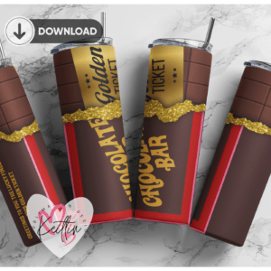 Chocolate bar 20oz Skinny tumbler wrap | Golden ticket 20 oz skinny Tumbler wrap | like a wonka | Digital File | Sublimation Design |PNG