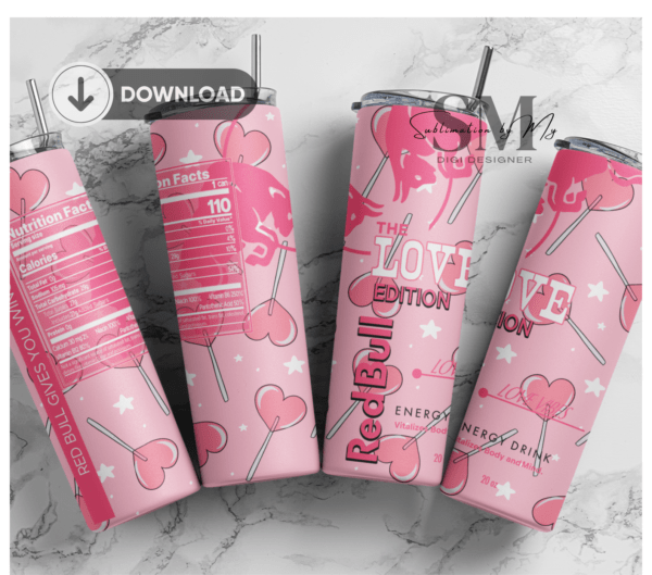 20oz Skinny tumbler wrap | Energy drink red bull PINK edition 20 oz skinny Tumbler wrap | trendic | Digital File | Sublimation Design |PNG