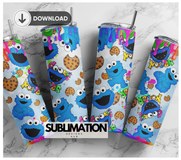 Monster cookie 20oz Skinny tumbler wrap| Digital File | 20z skinny tumbler | Sublimation Design