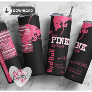 20oz Skinny tumbler wrap | Energy drink red bull PINK edition 20 oz skinny Tumbler wrap | trendic | Digital File | Sublimation Design |PNG
