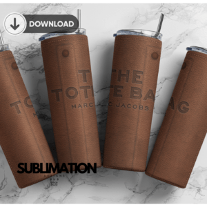 Leather The tote bag Marc 20oz Skinny tumbler wrap| Leather Digital File | 20z skinny tumbler | Sublimation Design