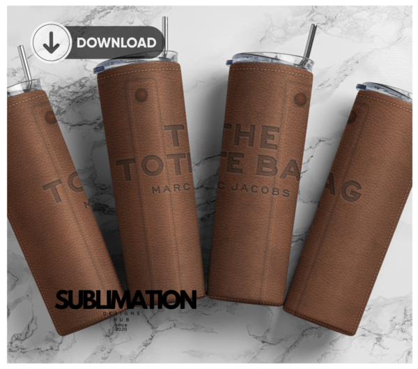 Leather The tote bag Marc 20oz Skinny tumbler wrap| Leather Digital File | 20z skinny tumbler | Sublimation Design