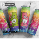Weed care bear 20oz Skinny tumbler wrap | Cannabis weed 420, 20 oz skinny Tumbler wrap | Smoking bear Digital File | Sublimation Design |PNG