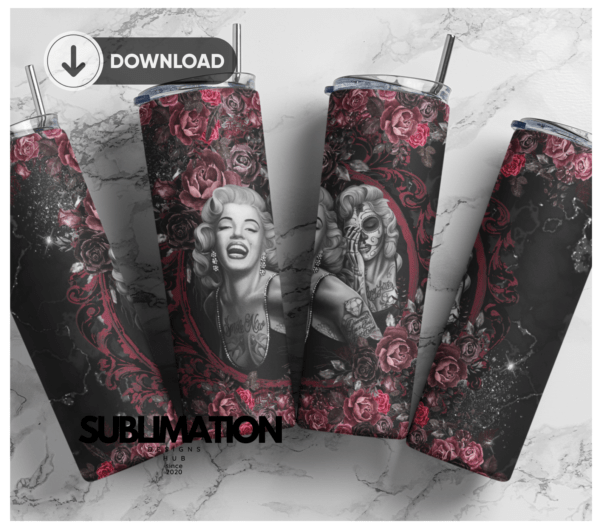 Merilyn Monroe two face 20oz Skinny tumbler wrap | Monroe  20 oz skinny Tumbler wrap | Digital File | Sublimation Design |PNG