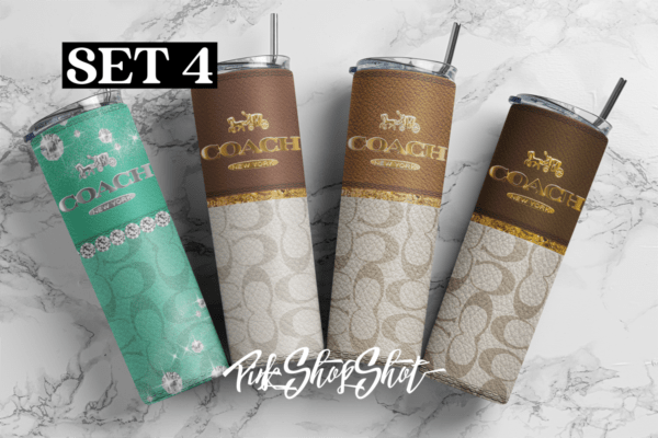 Coach designer 20oz Skinny tumbler wrap | Coach Minni Mouse | Tumbler wrap | | Digital File| 20z skinny tumbler | Sublimation Design |SET 4PNG