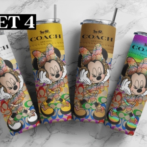Minnie mouse Coach designer 20oz Skinny tumbler wrap | Coach Minni Mouse | Tumbler wrap | | Digital File| 20z skinny tumbler | Sublimation Design |SET 4 PNG