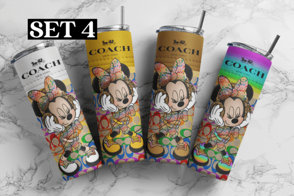 Minnie mouse Coach designer 20oz Skinny tumbler wrap | Coach Minni Mouse | Tumbler wrap | | Digital File| 20z skinny tumbler | Sublimation Design |SET 4 PNG