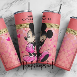 Pink Mickey Mouse Coach designer 20oz Skinny tumbler wrap | Coach Mickey Mouse | Tumbler wrap | | Digital File| valentines 20z skinny tumbler | Sublimation Design