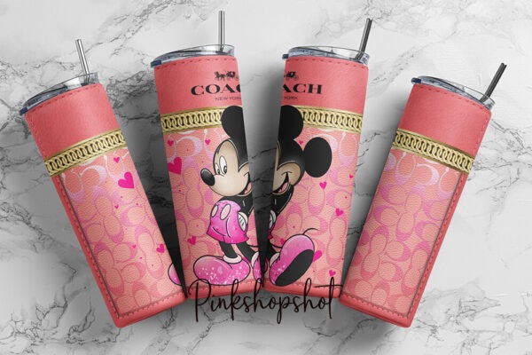 Pink Mickey Mouse Coach designer 20oz Skinny tumbler wrap | Coach Mickey Mouse | Tumbler wrap | | Digital File| valentines 20z skinny tumbler | Sublimation Design
