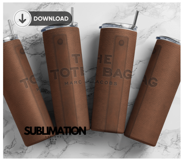 Leather The tote bag Marc 20oz Skinny tumbler wrap| Leather Digital File | 20z skinny tumbler | Sublimation Design