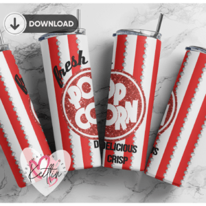 20oz Skinny tumbler wrap | Fresh Popcorn 20 oz skinny Tumbler wrap | Delicious crisp | Digital File | Sublimation Design |PNG