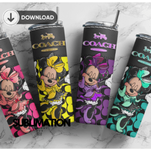 Coach Minnie 20oz Skinny Tumbler digital download sublimation Design | Mickey and Minnie fall fun Sublimation Digital Download | SET 4 PNG 20oz wrap