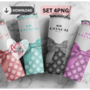 Coach designer 20oz Skinny tumbler wrap | Coach pastel colors | Digital File | Sublimation Design |SET 4 PNG