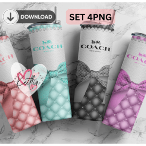 Coach designer 20oz Skinny tumbler wrap | Coach pastel colors | Digital File | Sublimation Design |SET 4 PNG