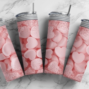 Love candy jar 20oz Skinny tumbler wrap | Candy heart jar 20 oz skinny Tumbler wrap | marshmallow hearts | Digital File | Sublimation Design |PNG