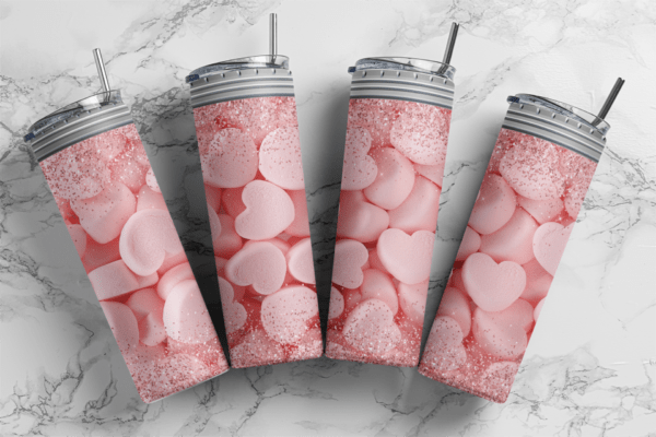 Love candy jar 20oz Skinny tumbler wrap | Candy heart jar 20 oz skinny Tumbler wrap | marshmallow hearts | Digital File | Sublimation Design |PNG