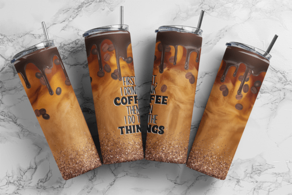 First drink coffee 20oz Skinny tumbler wrap |coffee 20 oz skinny Tumbler wrap | Digital File | Sublimation Design |PNG