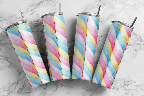 Rainbow marshmallow 20oz Skinny tumbler wrap | marshmallow jar 20 oz skinny Tumbler wrap Digital File | Sublimation Design |PNG