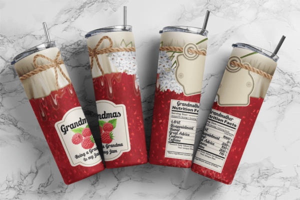 Grandmas jam 20oz Skinny tumbler wrap | strawberry jar 20 oz skinny Tumbler wrap | Grandmas nutrions facts | Digital File | Sublimation Design |PNG