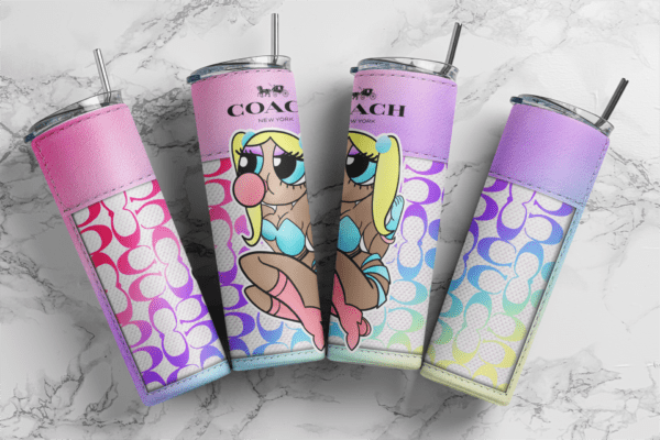 Puff girl coach 20oz Skinny tumbler wrap | Coach 20 oz skinny Tumbler wrap | Luxury Designer | Digital File | Sublimation Design |PNG