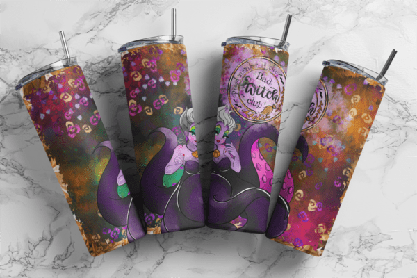 Bad Witch club 20oz Skinny tumbler wrap| Eitch Mermaid Ursula Digital File | Villian 20z skinny tumbler | Sublimation Design