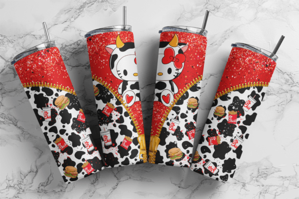 Hello Kitty Chick-fil-A 20oz Skinny tumbler wrap| Digital File | 20z skinny tumbler | Sublimation Design