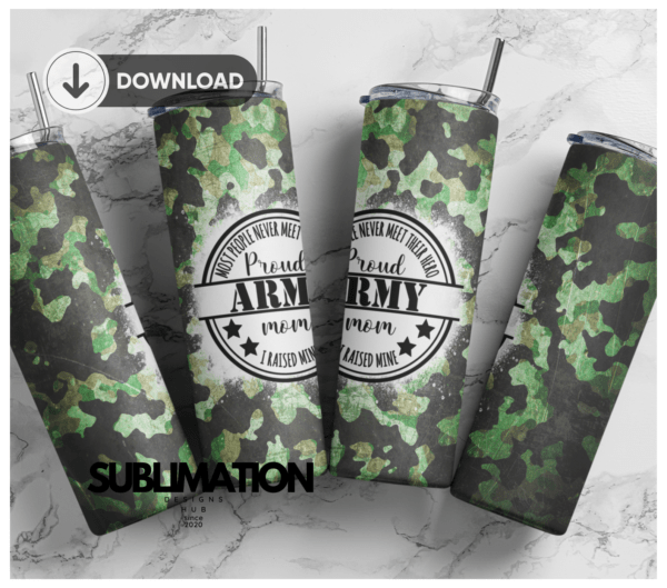 Proud U.S Army MOM Camo army 20 oz tumbler Wrap | camouflage | Military Digital File Sublimation Digital Download | PNG