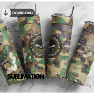 Camo army punisher tumbler Wrap | Sample camouflage wrap | Digital File 20z skinny tumbler Sublimation Digital Download | PNG