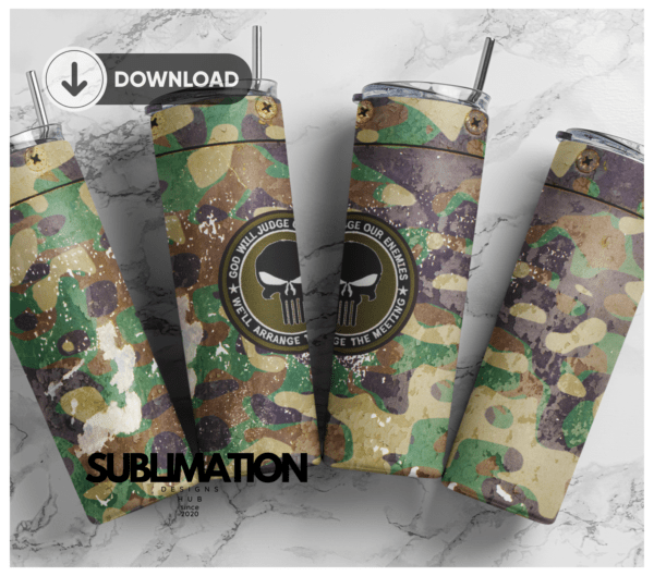 Camo army punisher tumbler Wrap | Sample camouflage wrap | Digital File 20z skinny tumbler Sublimation Digital Download | PNG
