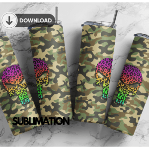 Leopard pattern Camo army punisher tumbler Wrap | Sample camouflage wrap | Digital File 20z skinny tumbler Sublimation Digital Download | PNG