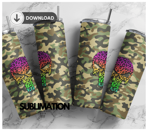 Leopard pattern Camo army punisher tumbler Wrap | Sample camouflage wrap | Digital File 20z skinny tumbler Sublimation Digital Download | PNG