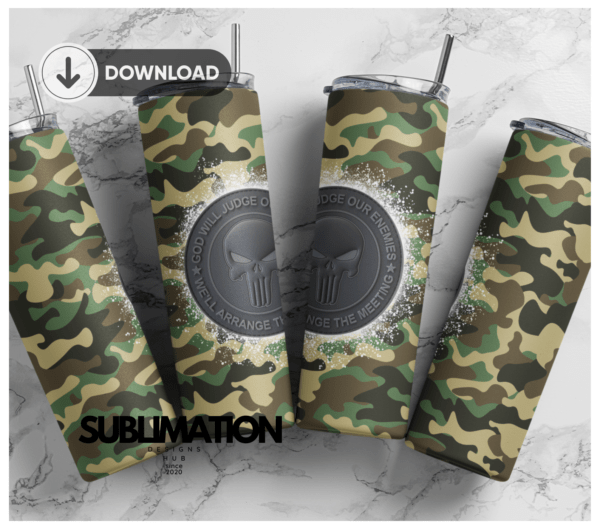 Leopard pattern Camo army punisher tumbler Wrap | Sample camouflage wrap | Digital File 20z skinny tumbler Sublimation Digital Download | PNG