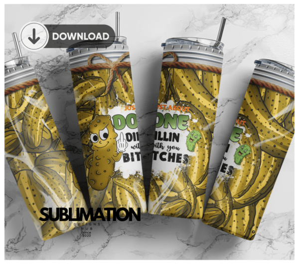 Just about Done Dillin with you Bitches | Pickle jar | Salty bitch | 20oz Skinny Tumbler | Sublimation Designs |Digital Downloads | Png