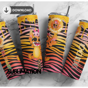T-riffic Tea time 20oz Skinny tumbler wrap | Stitch Tigger Digital File | Sublimation Design |PNG