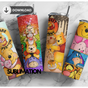 Whinnie the Pooh and Friends 20oz Skinny tumbler wrap |Pooh and friends Digital File | Sublimation Design |PNG Bundle