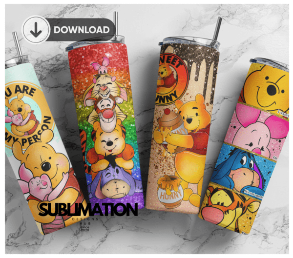 Whinnie the Pooh and Friends 20oz Skinny tumbler wrap |Pooh and friends Digital File | Sublimation Design |PNG Bundle