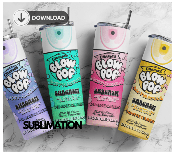 Blow POP 20oz Skinny tumbler wrap | Digital File | Sublimation Design |PNG Bundle