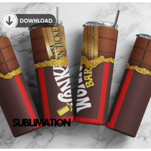 Chocolate bar  Wonka 20oz Skinny tumbler wrap | Golden ticket 20 oz skinny Tumbler wrap | like a wonka | Digital File | Sublimation Design |PNG