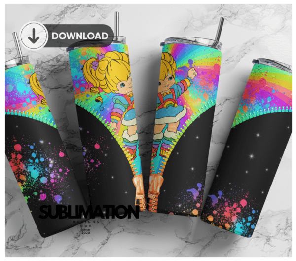 80S Rainbow Brite 20oz Skinny tumbler wra | Digital File | Sublimation Design |PNG