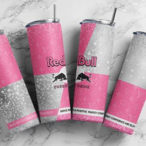 20oz Skinny tumbler wrap LV | Energy drink red bull PINK edition 20 oz skinny Tumbler wrap | trendic | Digital File | Sublimation Design |PNG