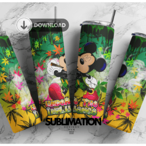 Mickey Mouse under the influence weed 20oz Skinny tumbler wrap | Cannabis weed 420, 20 oz skinny Tumbler wrap | Smoking weed Digital File | Sublimation Design |PNG