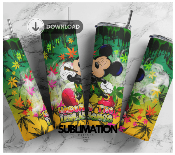 Mickey Mouse under the influence weed 20oz Skinny tumbler wrap | Cannabis weed 420, 20 oz skinny Tumbler wrap | Smoking weed Digital File | Sublimation Design |PNG