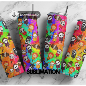 Beach Horror, Summer horror, Summer Time Horror characters, Swimming horror floats, Horror, 20oz Skinny tumbler wrap | Digital File | Sublimation Design |PNG