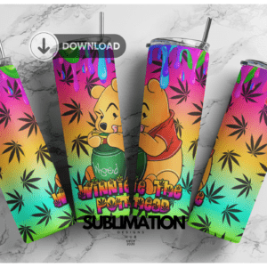 Whinnie the pothead weed 20oz Skinny tumbler wrap | Cannabis weed 420, 20 oz skinny Tumbler wrap | Smoking weed Digital File | Sublimation Design |PNG