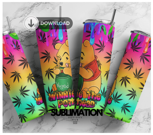 Whinnie the pothead weed 20oz Skinny tumbler wrap | Cannabis weed 420, 20 oz skinny Tumbler wrap | Smoking weed Digital File | Sublimation Design |PNG