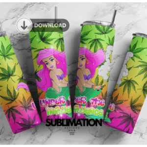 Little Mermaid under the influence weed 20oz Skinny tumbler wrap | Cannabis weed 420, 20 oz skinny Tumbler wrap | Smoking weed Digital File | Sublimation Design |PNG